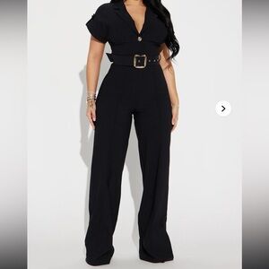 Fashion Nova Elegant Black Wide Leg Jumpsuit
